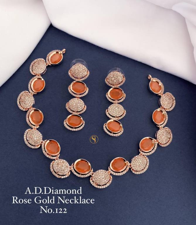 Silver And Rose Gold AD Diamond Necklace 4 Catalog

